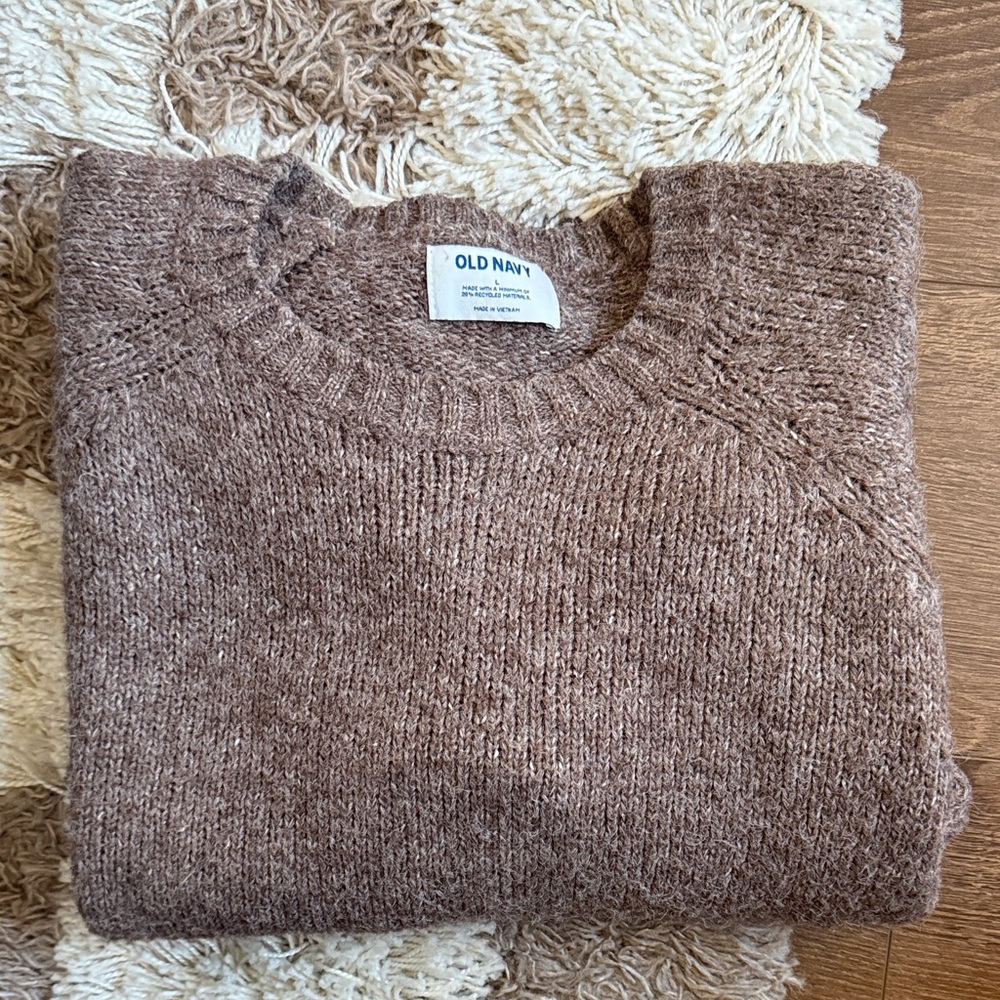 🤎 Old Navy Taupe Knit Pullover Sweater - Large
